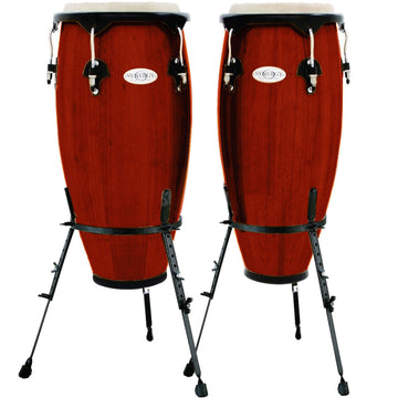 SERIES WOOD CONGA SET WITH STAND 10'' AND 11'' BARREL STAND   RED 2300RR-B