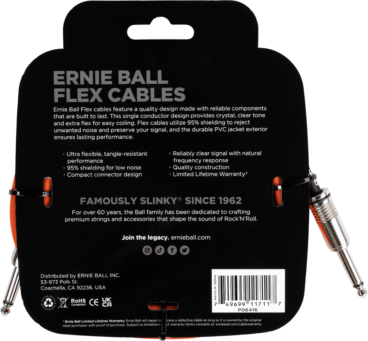 Instrumentenkabel Flex Jack/jack 3M Orange