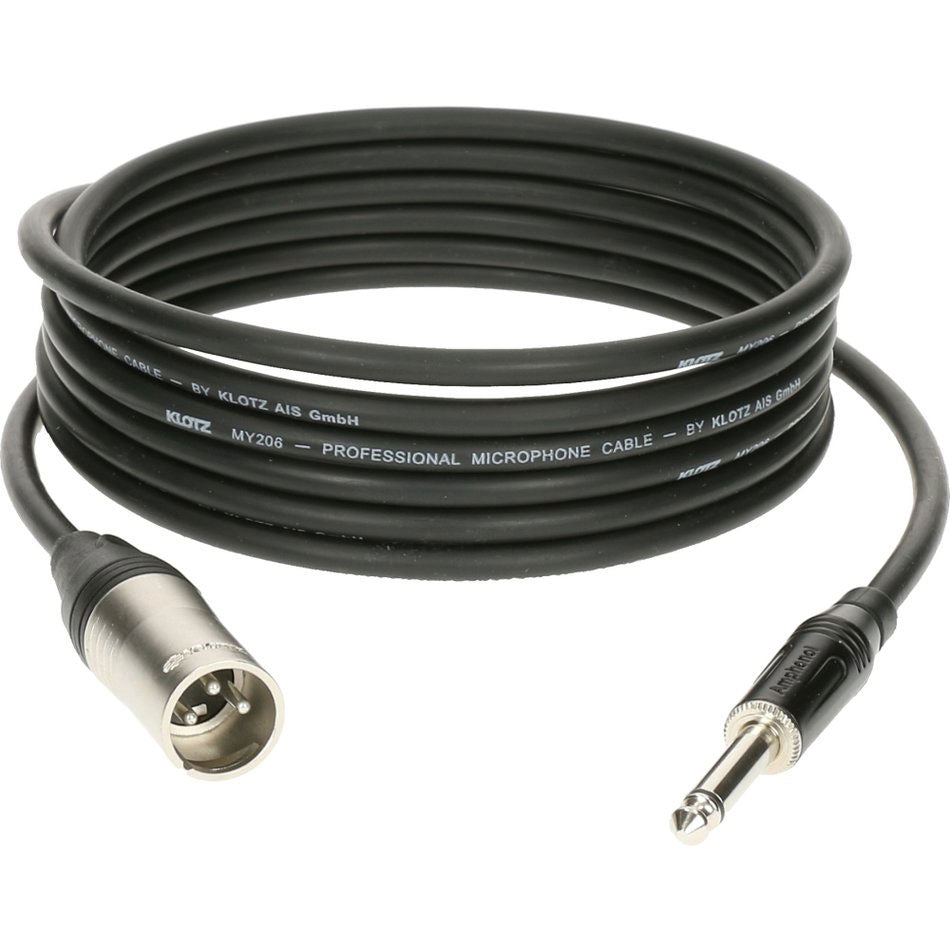 M1 MIC CABLE BLACK 5M XLR 3 MALE - JACK 2P KLOTZ