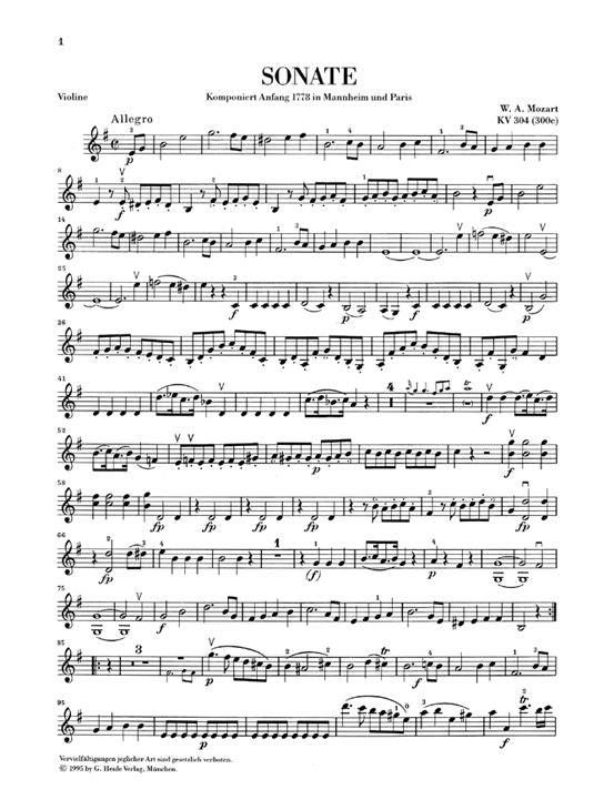 Mozart W.a. - Violinsonate e-Moll K. 304 (300C)