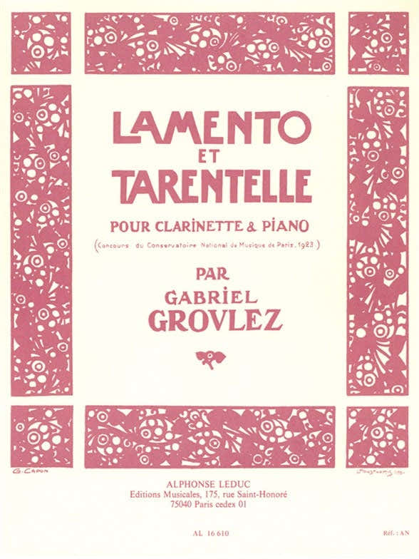 Lamento Et Tarentelle pour clarinette et piano