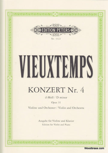 VIEUXTEMPS HENRI - CONCERTO NO.4 IN D MINOR OP.31 - VIOLIN AND PIANO