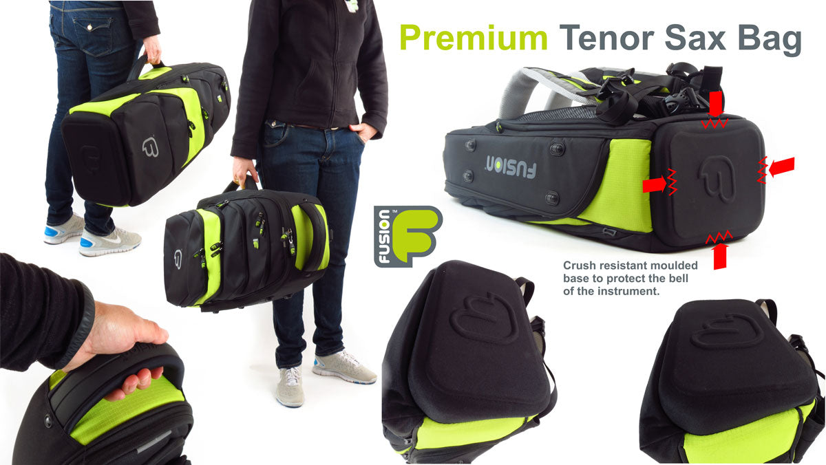 Premium Schwarze/Grüne Tenorsaxophon-Tasche