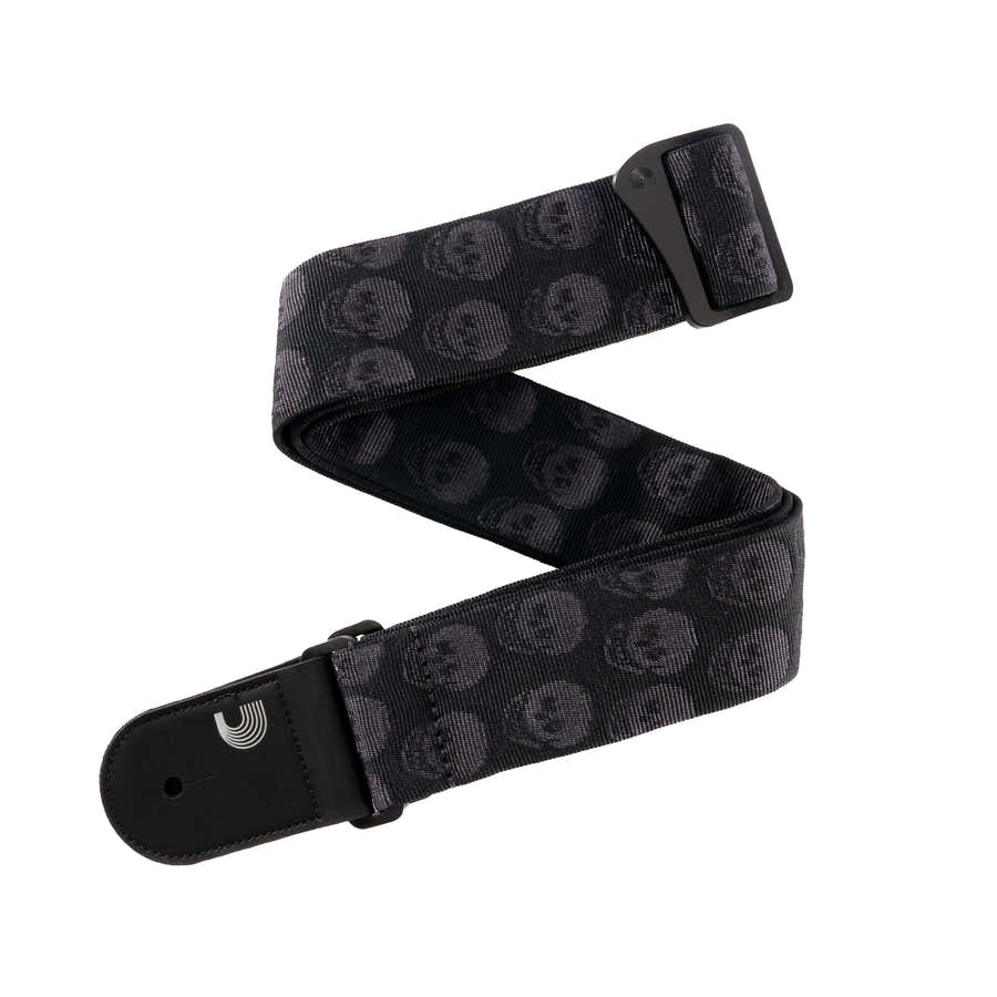 Geflochtener Gitarrengurt Skulls Black Tubular