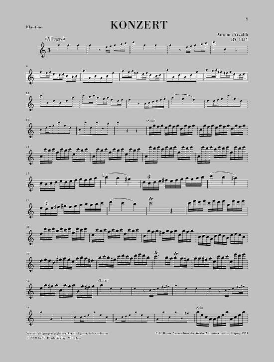Vivaldi A. - Konzert für Flautino (Blockflöte/Flöte) und Orchester in C-Dur Op. 44 11 Rv 443