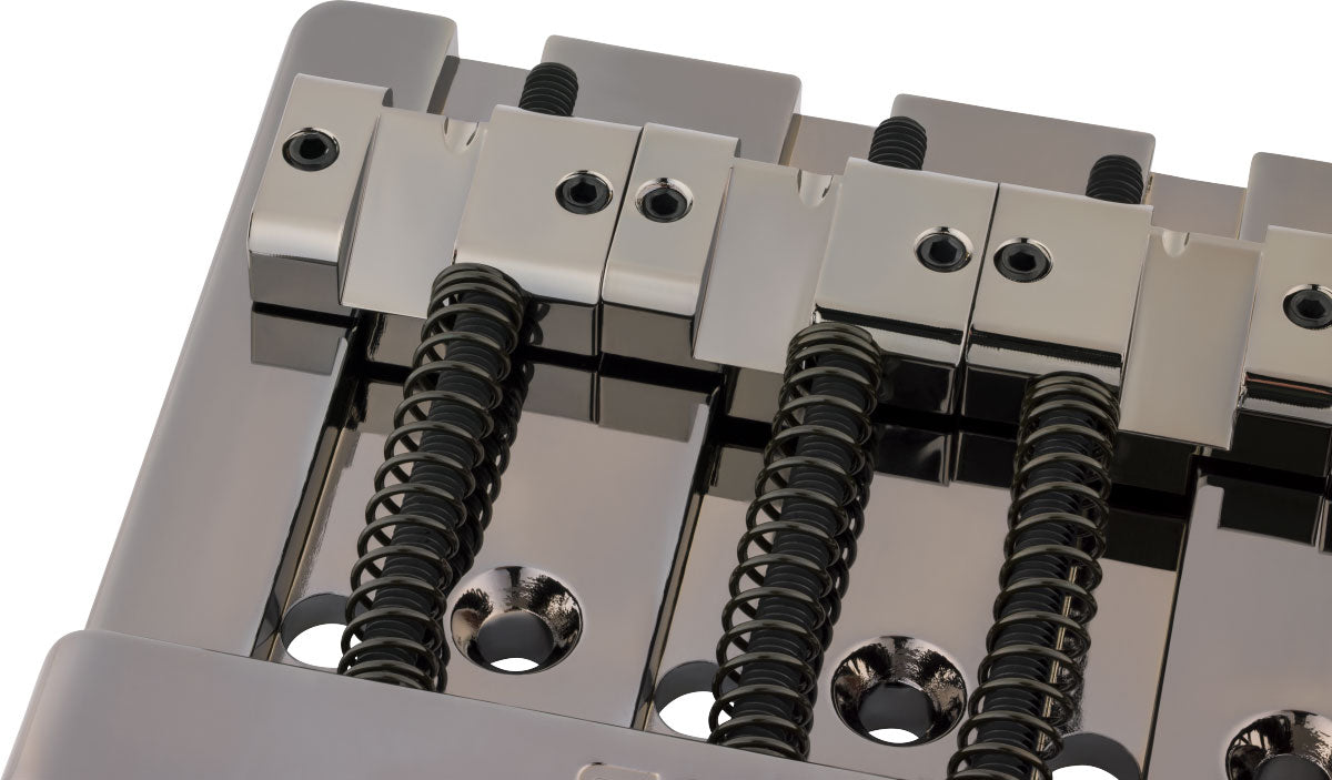 Fender HiMass String-Through 4-String Bass Bridge Assembly With Brass Saddles Black Chrome