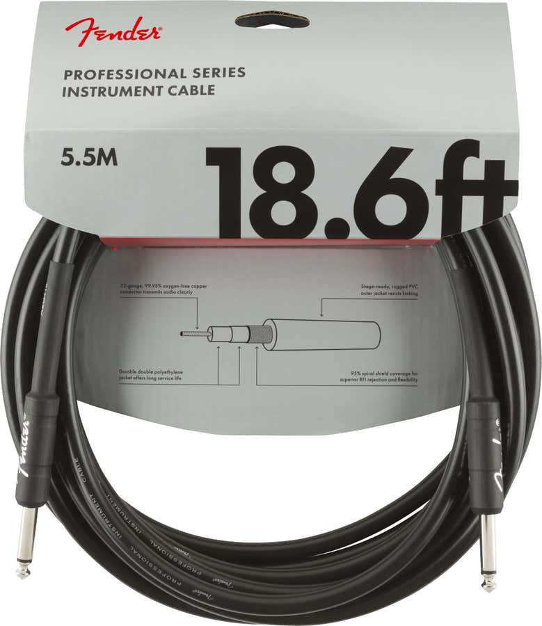 PROFESSIONAL INSTRUMENT CABLE STRAIGHT/STRAIGHT 18.6' BLACK