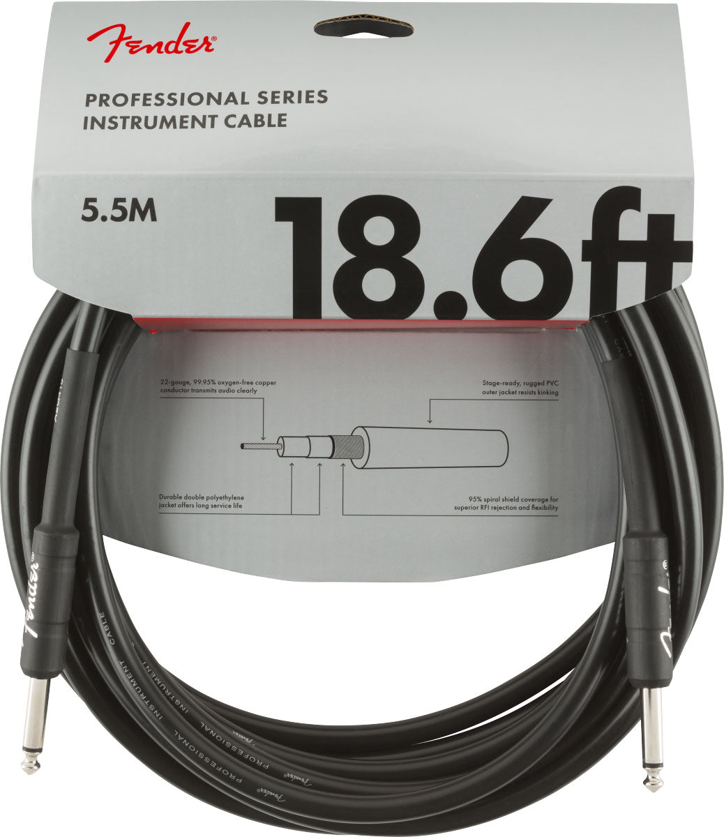 PROFESSIONAL INSTRUMENT CABLE STRAIGHT/STRAIGHT 18.6' BLACK