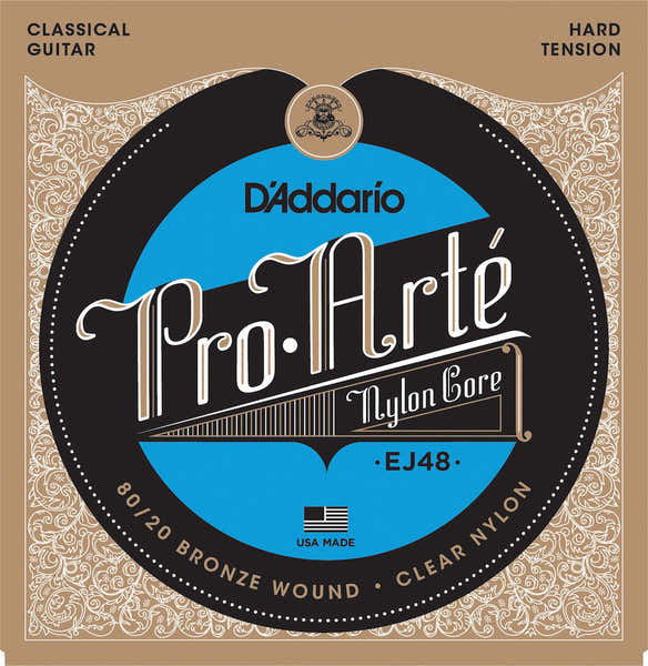 D'ADDARIO EJ48 80/20 BRONZE PRO-ARTE NYLON CLASSICAL GUITAR STRINGS HARD TENSION