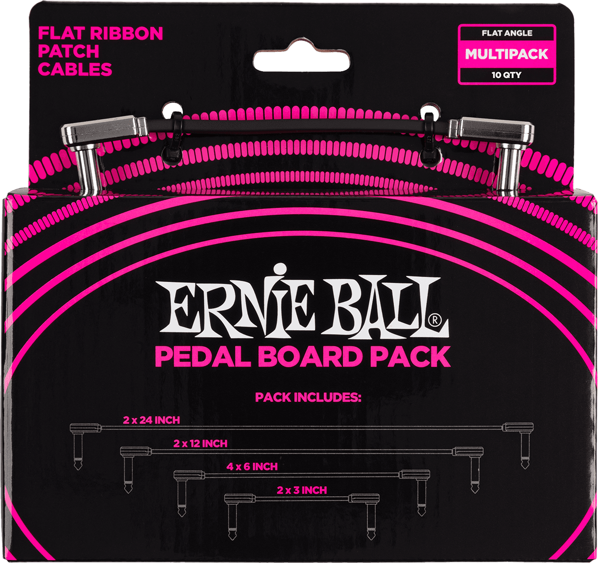 Pedalboard Pack - 10 Patch in 4 Gemischten Längen- Gewinkelt Dünn & Flach