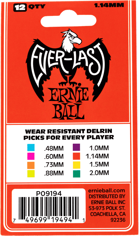 Plektren Everlast Beutel mit 12 Rot 1,14mm