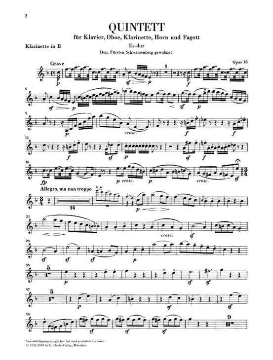 Beethoven L.V. - Piano Quintet E Flat Major Op. 16 (Version For Wind Instruments) For Piano Oboe C