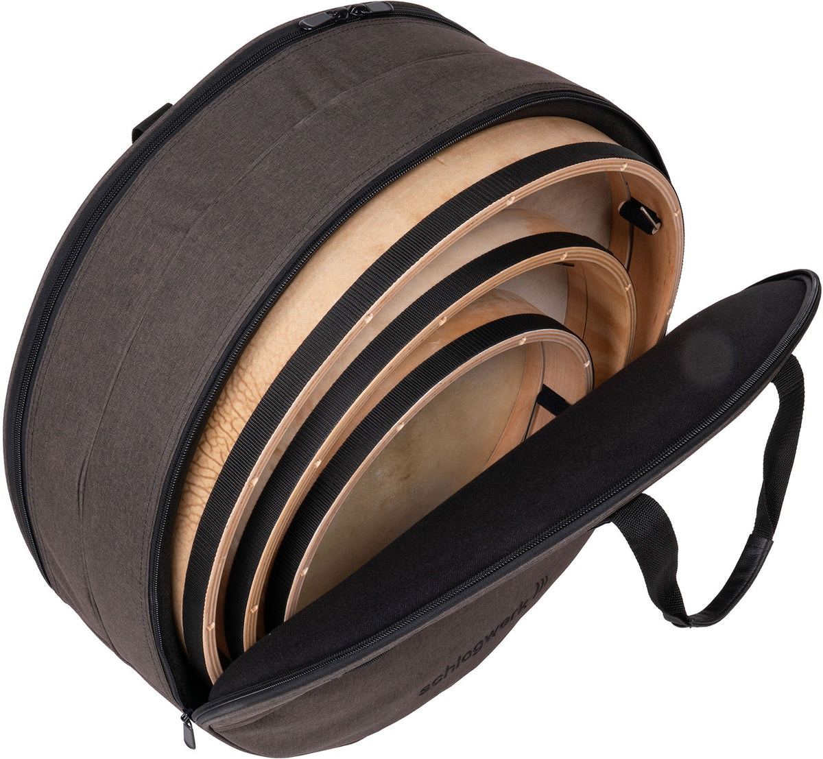 Frame drum cover with 2 compartments