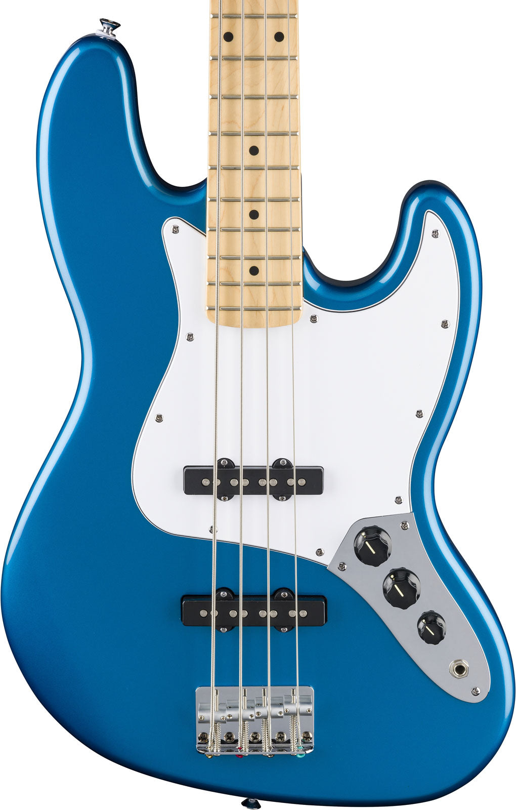 Standard Jazz Bass MN weißes Schlagbrett Aqua Marine Metallic