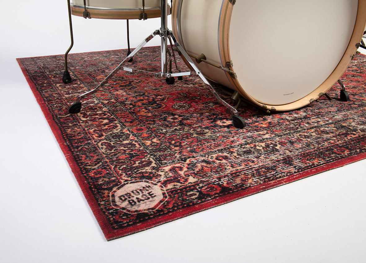 VP185-ORD - VINTAGE PERSIAN STAGE / DRUM MAT 1.85 X 1.60M ANTI-SLIP - ORIGINAL RED