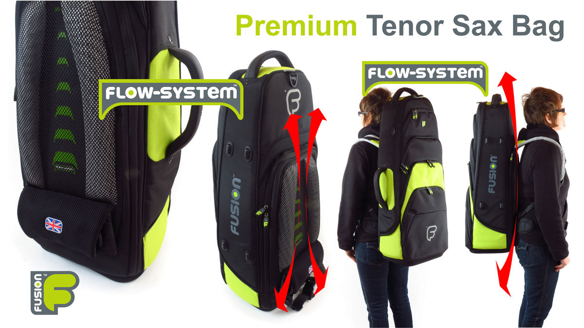 Premium Schwarze/Grüne Tenorsaxophon-Tasche