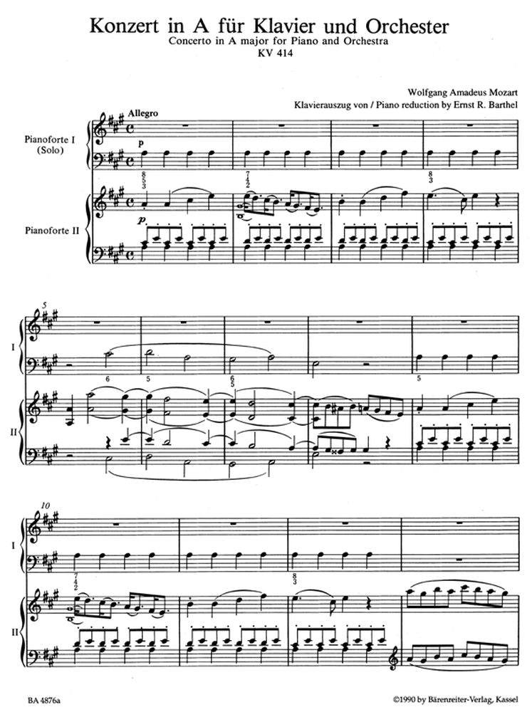 MOZART W.A. - CONCERTO EN LA MAJEUR N°12 KV 414 - 2 PIANOS