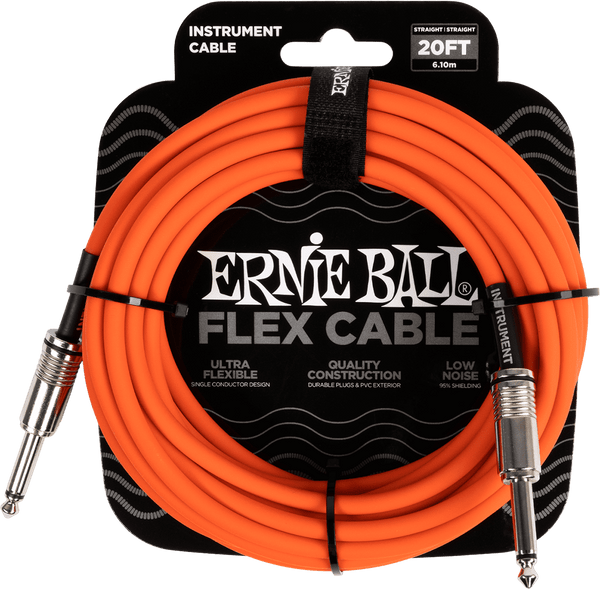 Ernie Ball Instrumentenkabel Flex Jack/jack 6M Orange