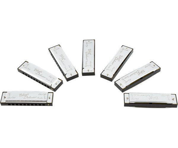 BLUES DELUXE HARMONICA PACK OF 7 WITH CASE