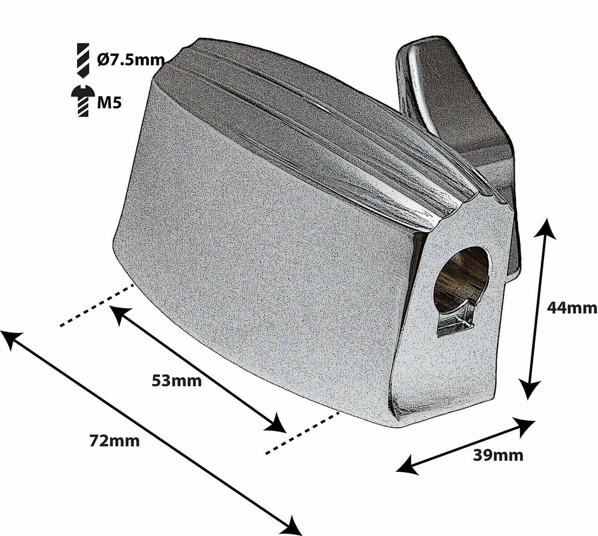 TB7 - HALTER FR TOM / FLOORTOM FE 9.5-10.5MM - 53MM (X1)