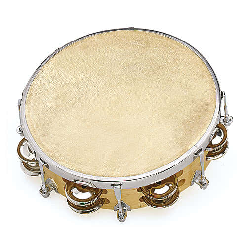 TAMBOURIN PEAU NATURELLE - 20 CM + CYMBALETTES
