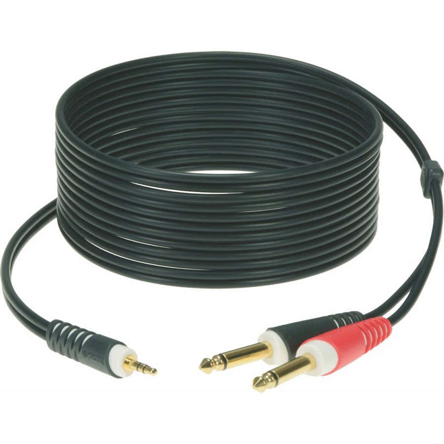 CABLE Y BLACK 6M MINI JACK 3P - 2X JACK 2P GOLD CONTACT