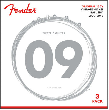 ORIGINAL 150 GUITAR STRINGS PURE NICKEL WOUND BALL END 150L .009-.042 GAUGES 3-PACK