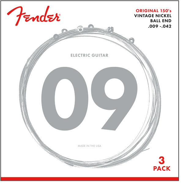 ORIGINAL 150 GUITAR STRINGS PURE NICKEL WOUND BALL END 150L .009-.042 GAUGES 3-PACK