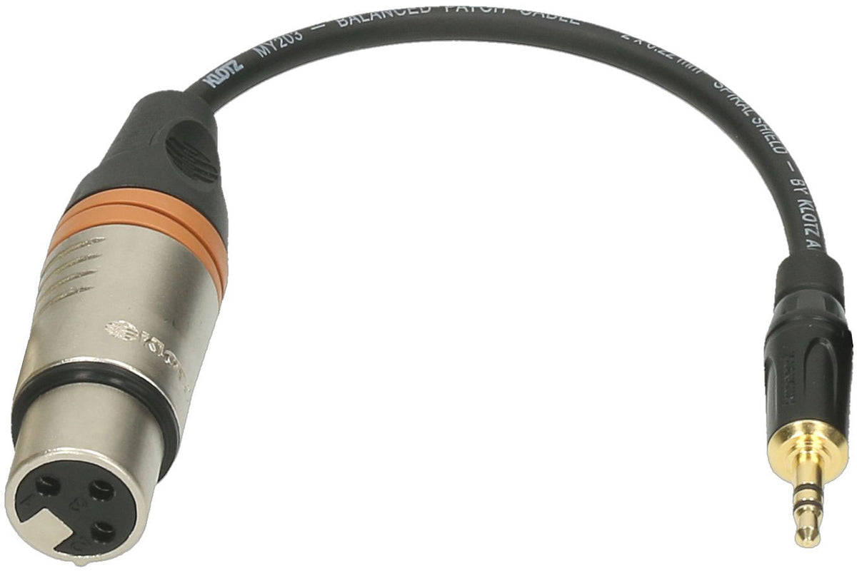 XLR-FP3.5 XLR F-JACK 3,5 ST. ADAPT. 0,2M XLR3P F KLOTZ - JACK 3P 6,35MM