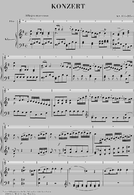 MOZART W.A. - CONCERTO FOR FLUTE AND ORCHESTRA G MAJOR KV 313