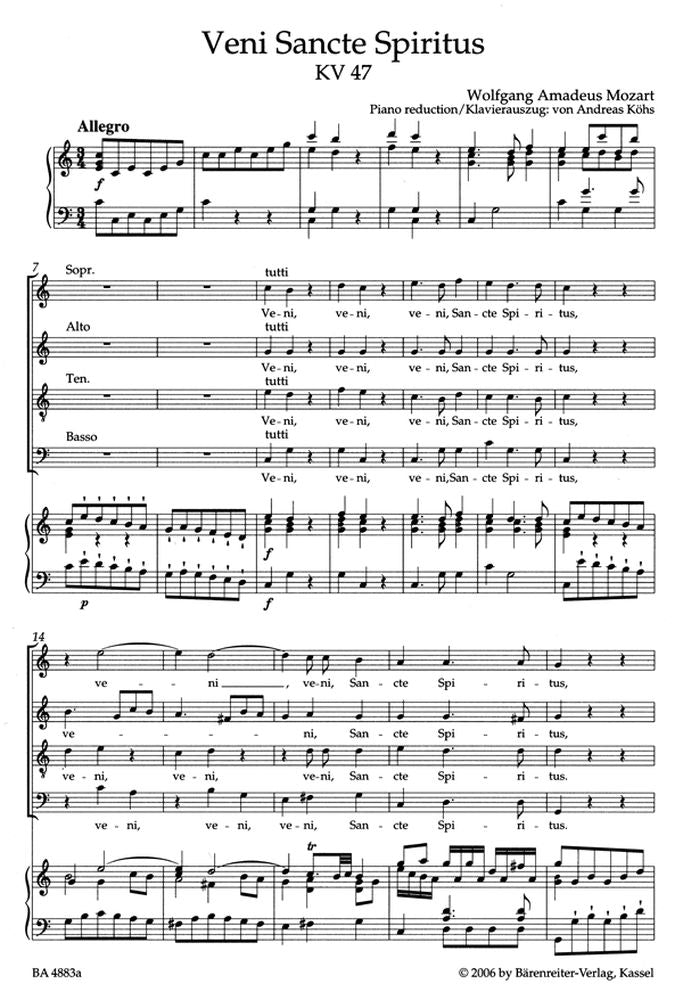 Moz W.A. - Veni Sancti Spiritus Kv 47 - Reduction Ch Piano