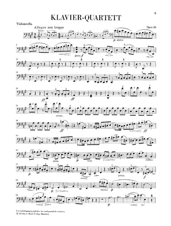 Brahms J. - Piano Quartet A Major Op. 26