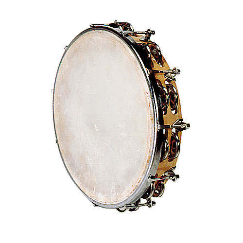 TAMBOURIN PEAU NATURELLE - 25 CM + CYMBALETTES