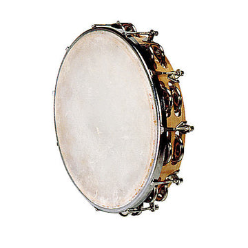 TAMBOURIN PEAU NATURELLE - 25 CM + CYMBALETTES