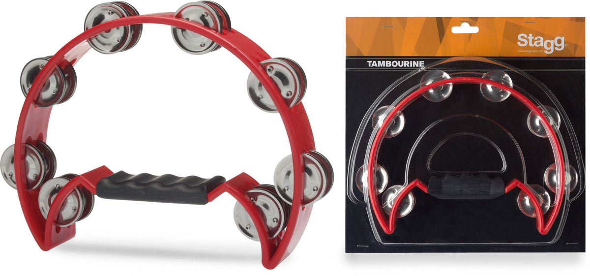 CUTAWAY TAMBOURINE 16 JINGLES RED