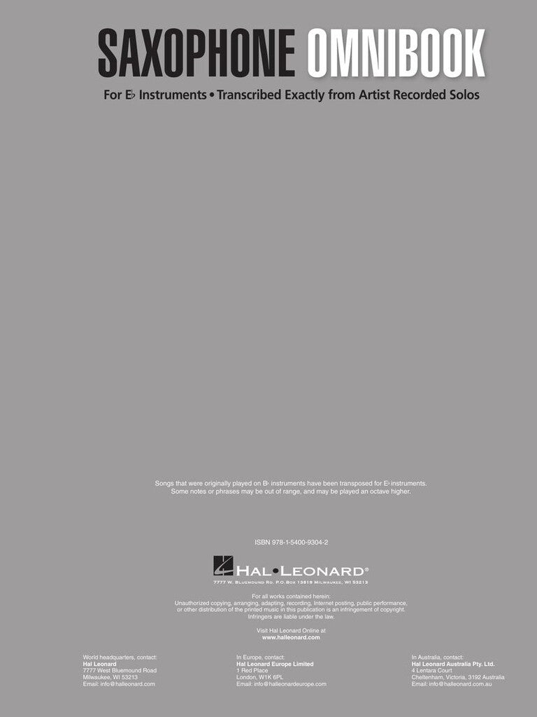 SAXOPHONE OMNIBOOK Eb
