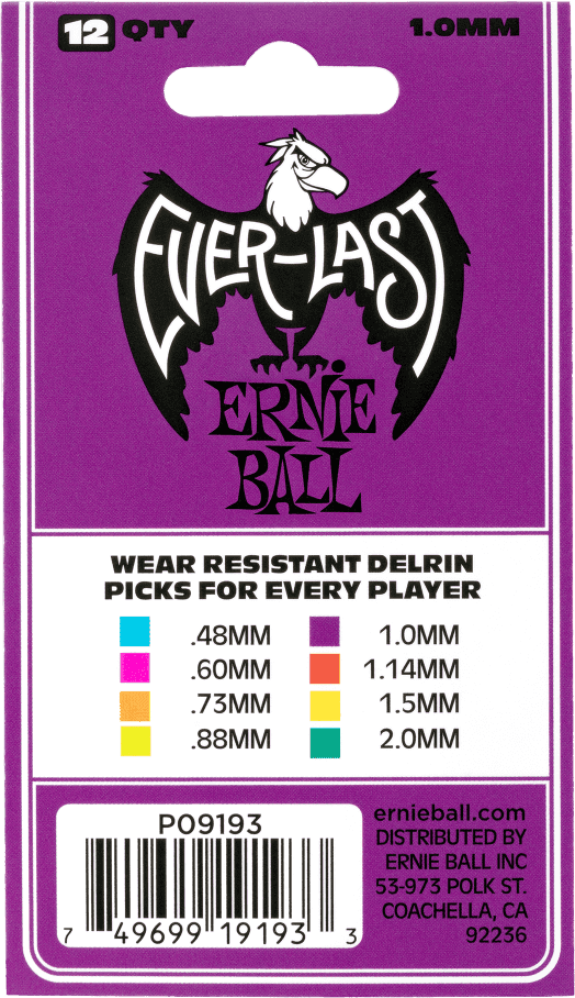 Plektren Everlast Beutel mit 12 Violett 1mm