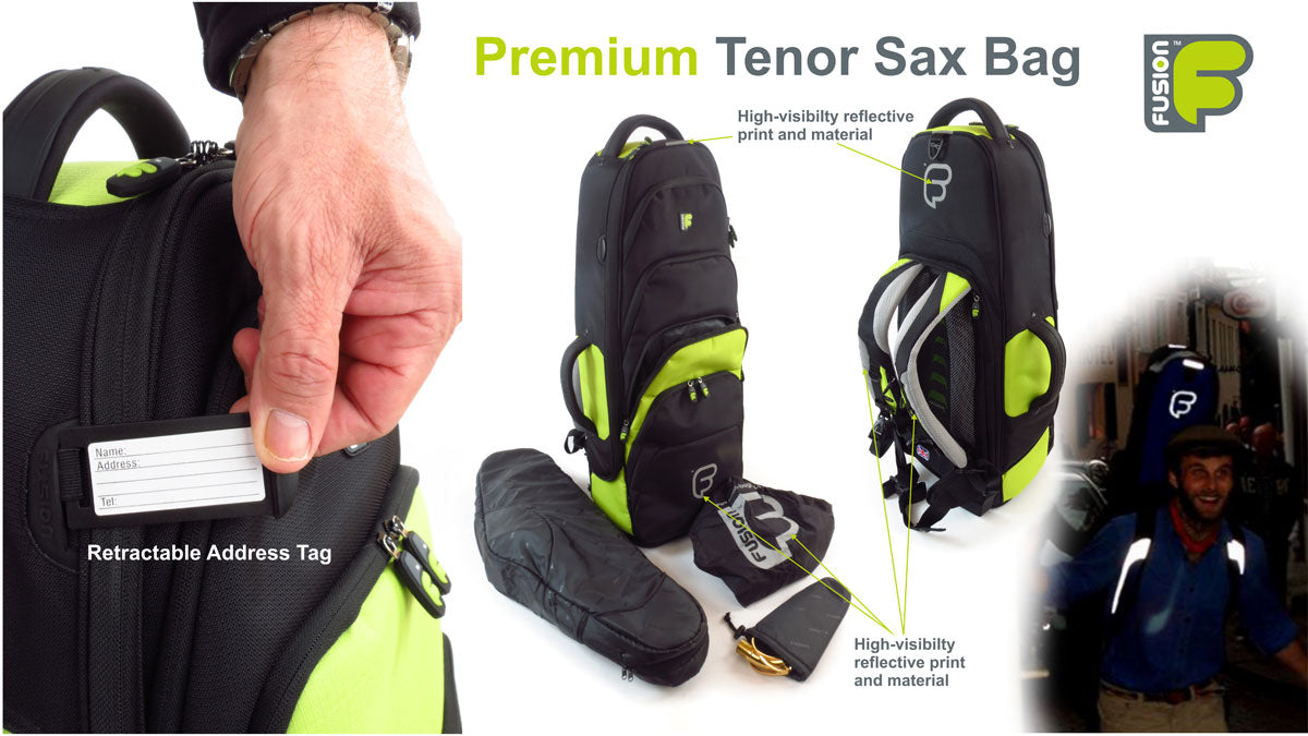 Premium Schwarze/Grüne Tenorsaxophon-Tasche