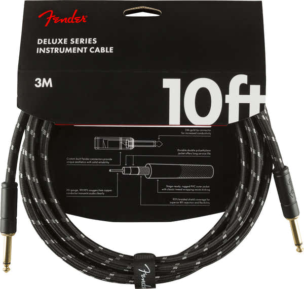 Fender DELUXE INSTRUMENT CABLE STRAIGHT/STRAIGHT 10' BLACK TWEED