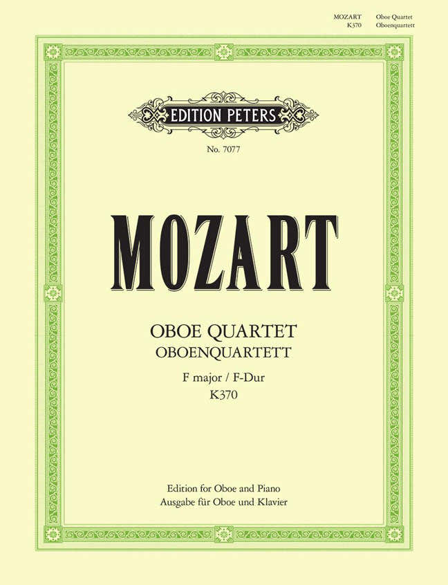 Mozart Wolfgang Amadeus - Mozart: Oboenquartett in F K.370 (bearbeitet für Oboe und Klavier) - Oboe und Klavier