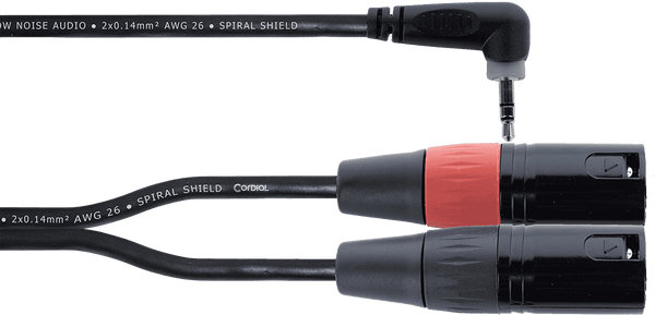 Y-Kabel Abgewinkelte Stereo-Mini-Klinke / 2 XLR-Stecker 3 M