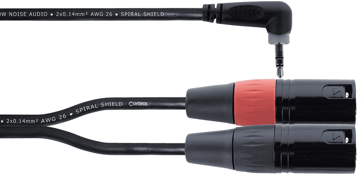 Y-Kabel Abgewinkelte Stereo-Mini-Klinke / 2 XLR-Stecker 3 M