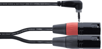 Y-Kabel Abgewinkelte Stereo-Mini-Klinke / 2 XLR-Stecker 3 M