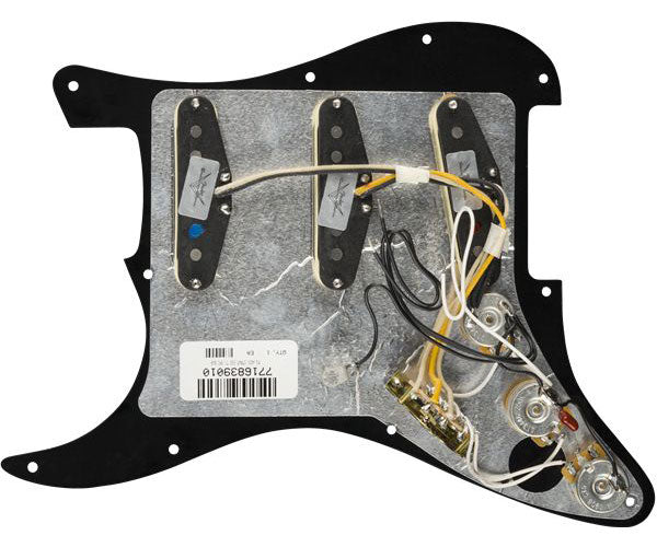 PRE-WIRED STRAT PICKGUARD TEXAS SPECIAL SSS BLACK 11 HOLE PG