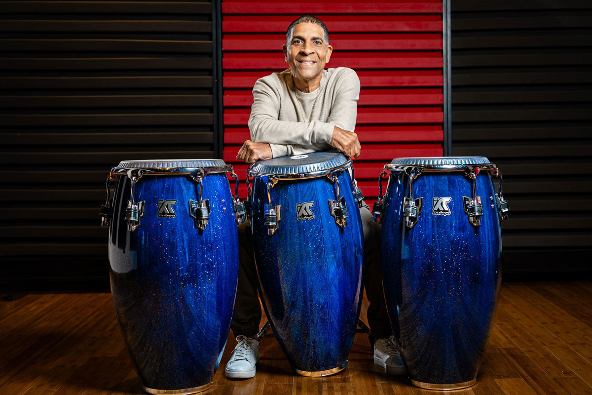 Artist Series William Kachiro Conga 11 3/4" /REMO® Black Calfskin Skyndeep Heads - Blue Wave