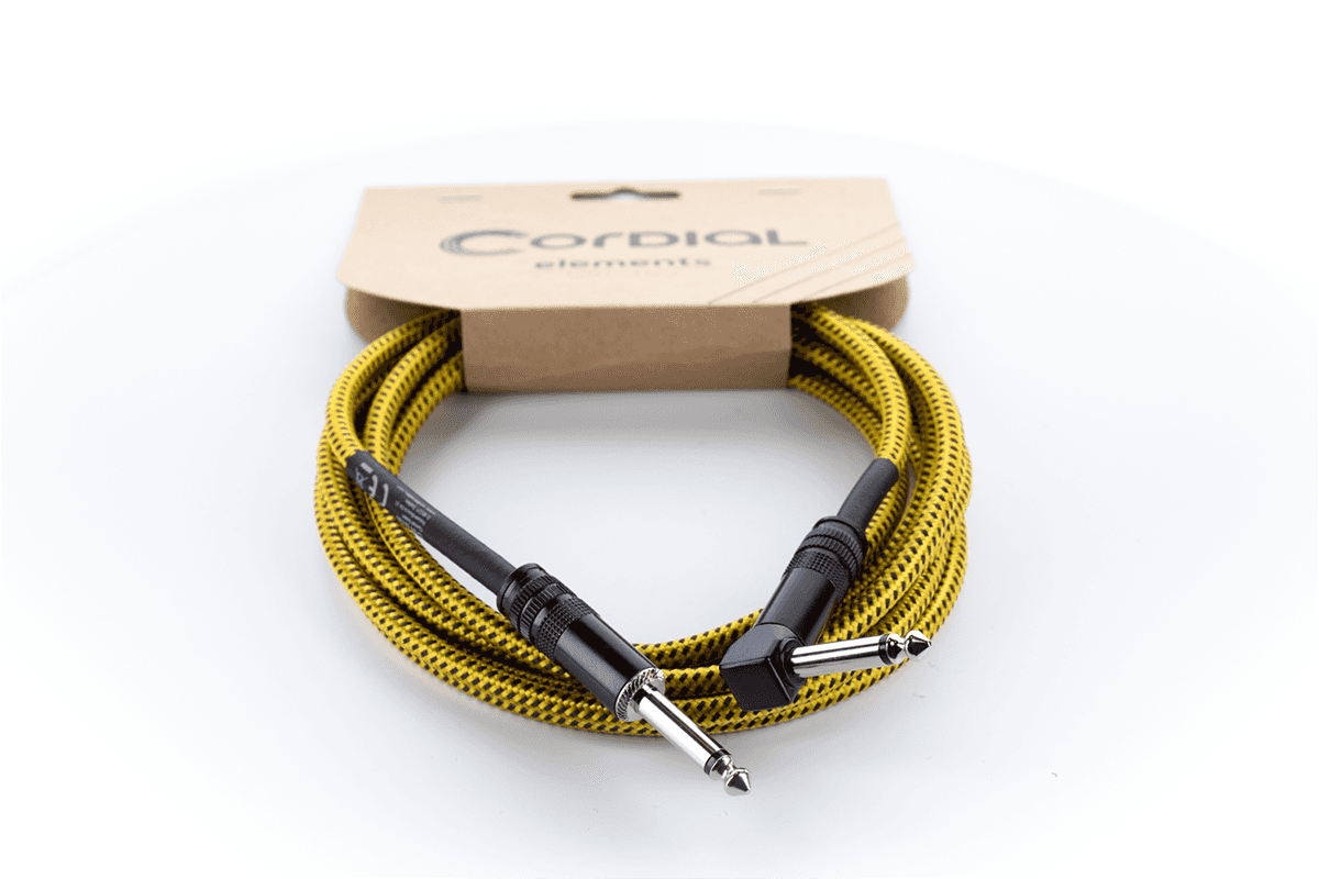 Gitarrenkabel Klinke Gerade /Abgewinkelt 5 M Tweed Gelb