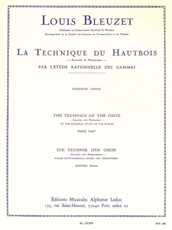 Louis Bleuzet: The Technique Of The Oboe