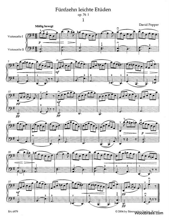 Popper D. - 15 Easy MELODIC-harmonic Etudes Op.76 - Violoncelle