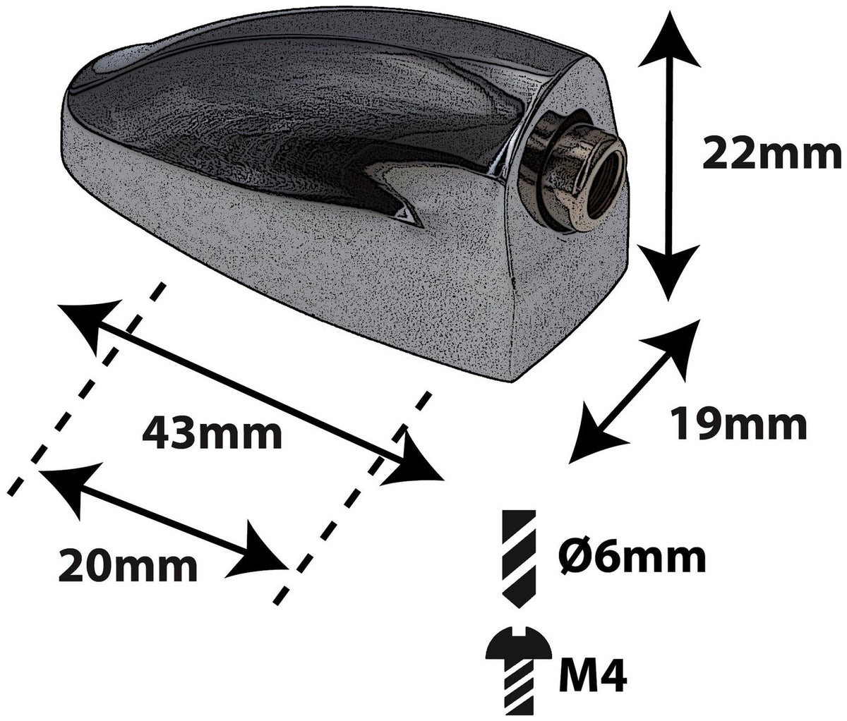 L25SDTT-BK - Spannböckchen Snaredrum / Tom - Schwarz - 20mm (x1)