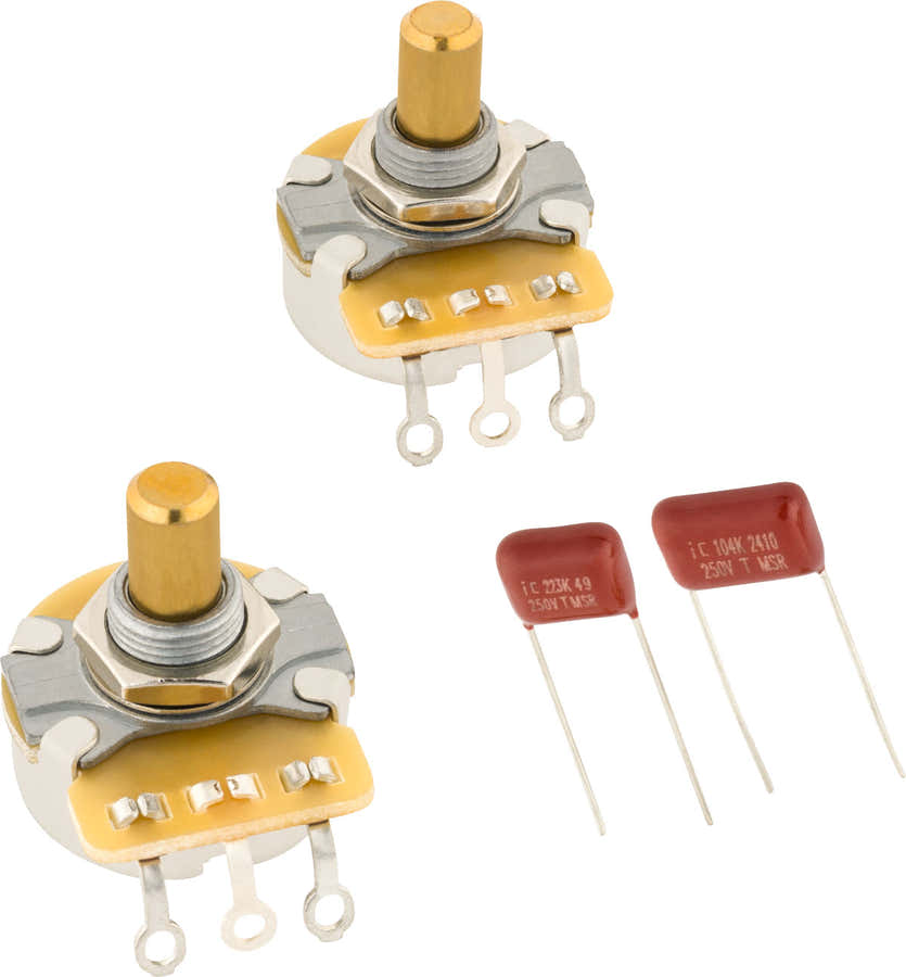 Telecaster Potentiometer- und Kondensator-Set mit Vollwelle, 2er-Pack